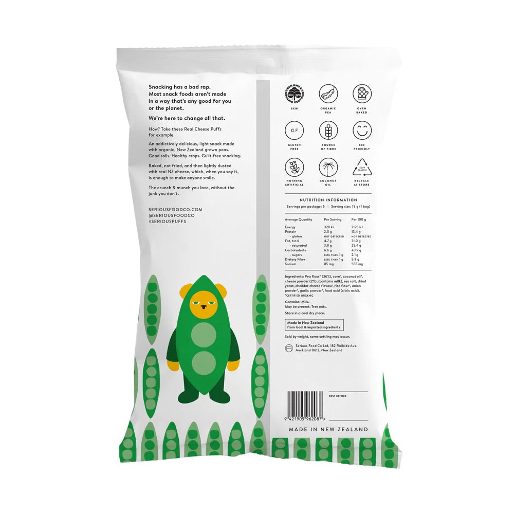 Serious Pea Puffs Multi Pack Real Cheese - 5x15g