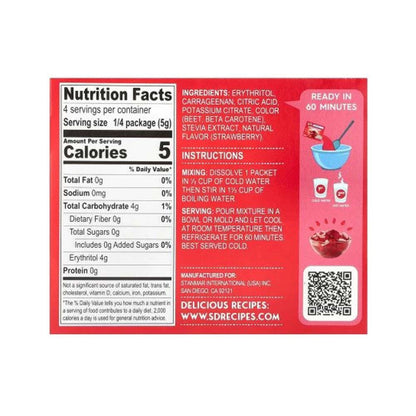 Nutrition facts label and ingredients list on a red background