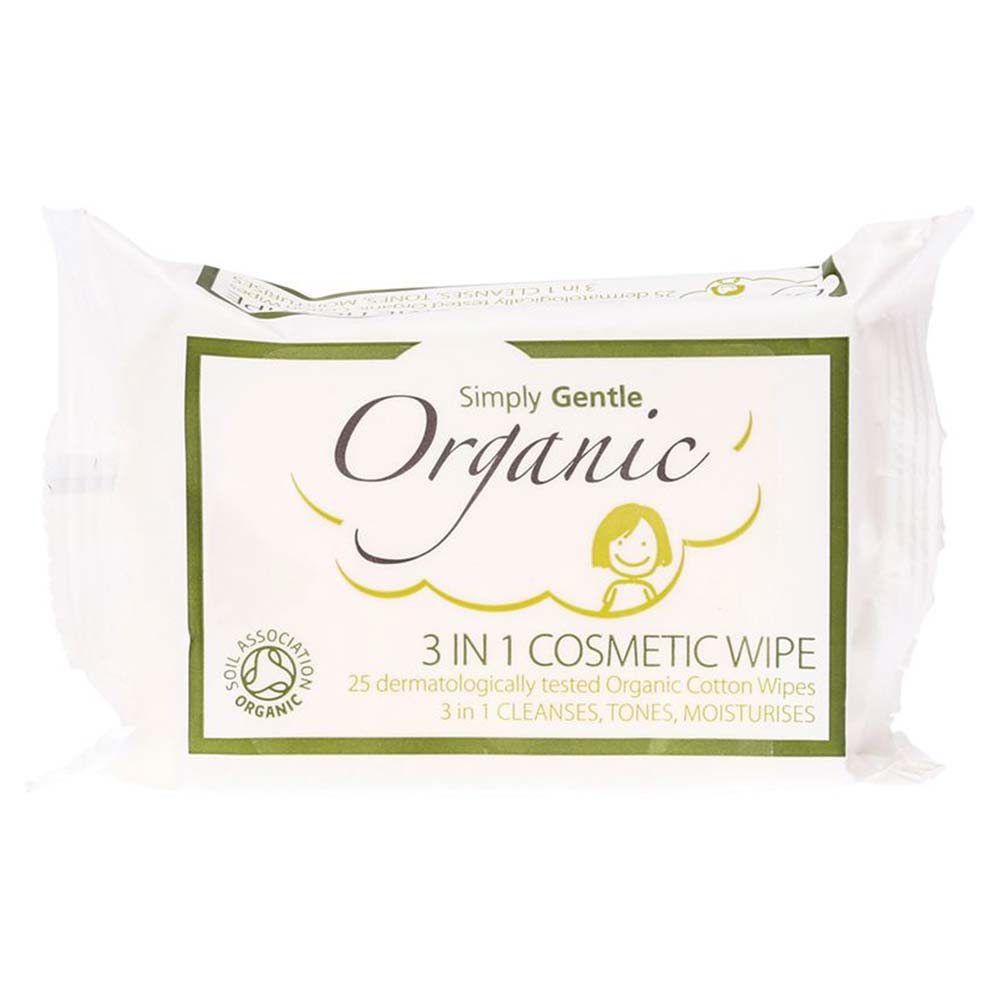 Simply Gentle Organic 3 in 1 Cosmetic Wipes - 25 Pack