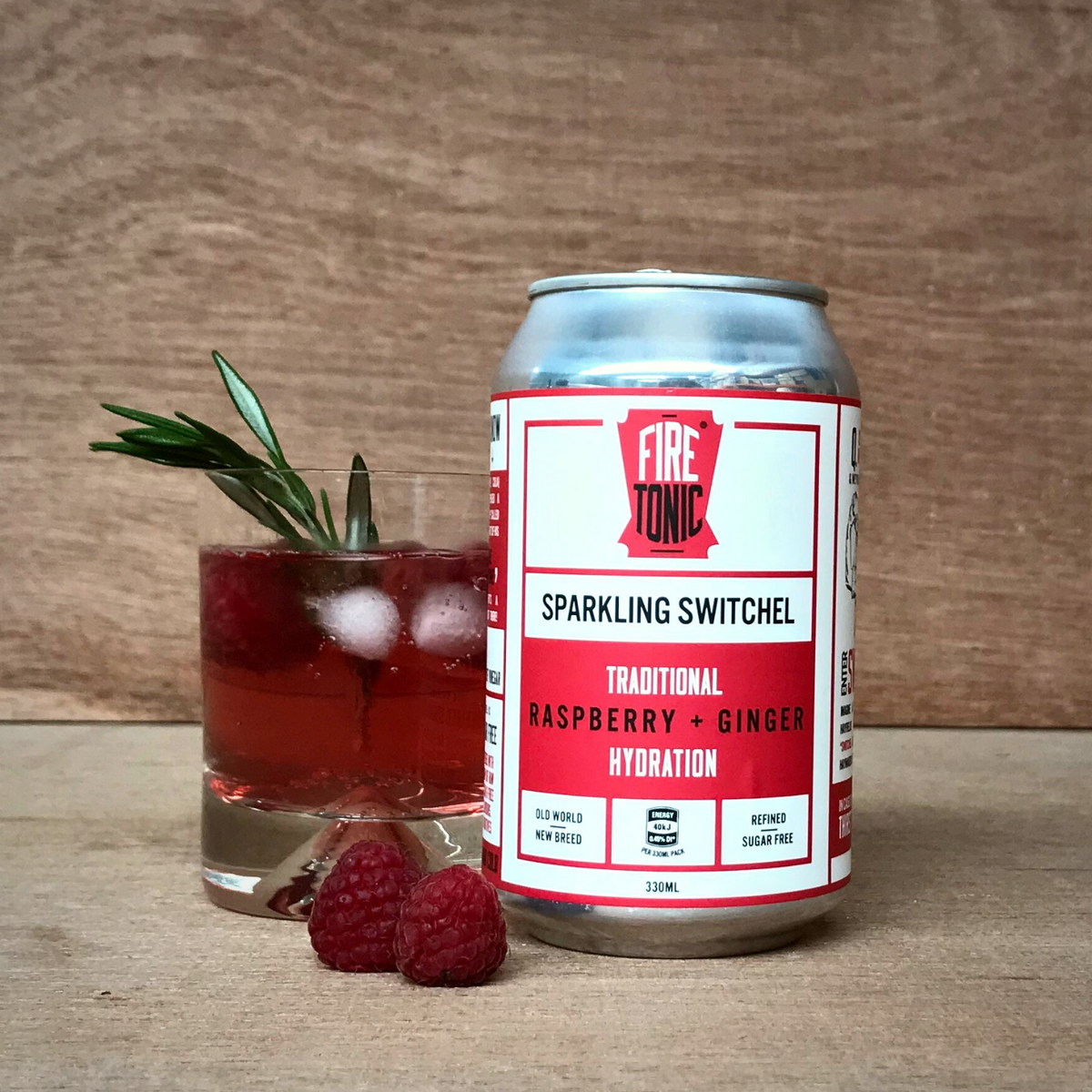 Fire Tonic Sparkling Switchel - Raspberry & Ginger - 330ml