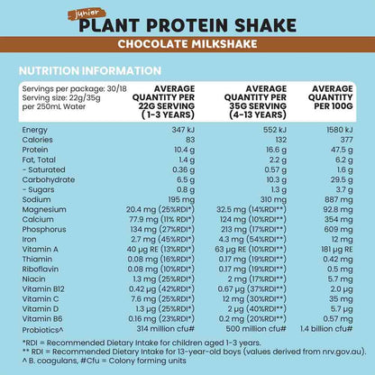 Sprout Organic Junior Plant Protein Chocolate Milkshake Sachets - 35g x 12 Pack