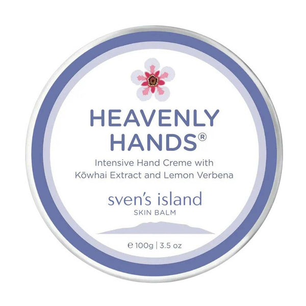 Heavenly Hands Intensive Hand Creme container with branding and product details on a white background