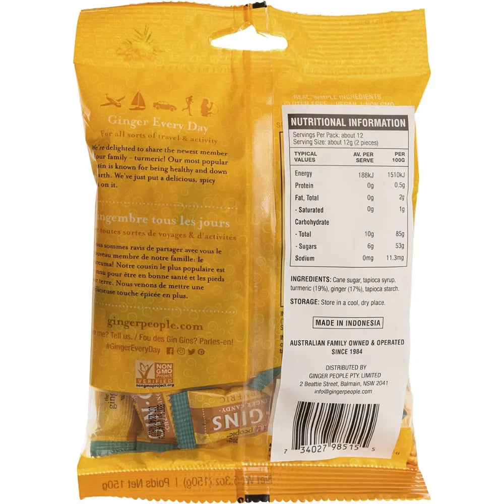 THE GINGER PEOPLE Gin Gins Ginger Candy Chewy - Spicy Turmeric - 150g