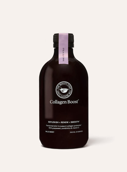 The beauty chef collagen boost bottle on a white background