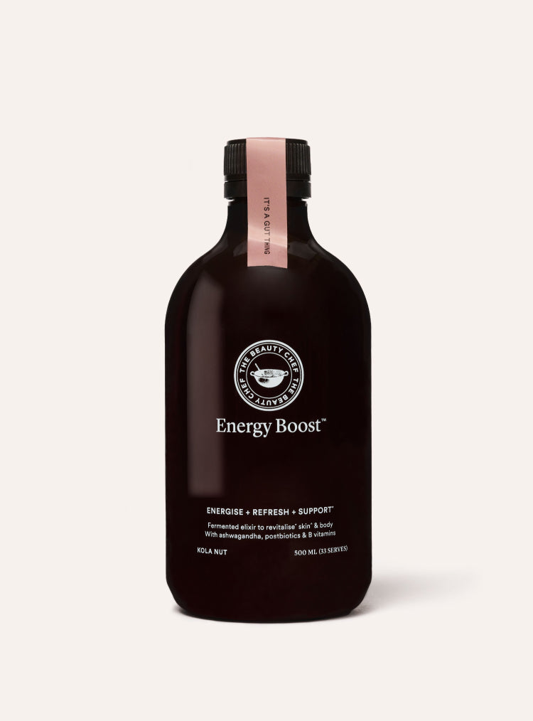 Bottle of 'Energy Boost' on a white background