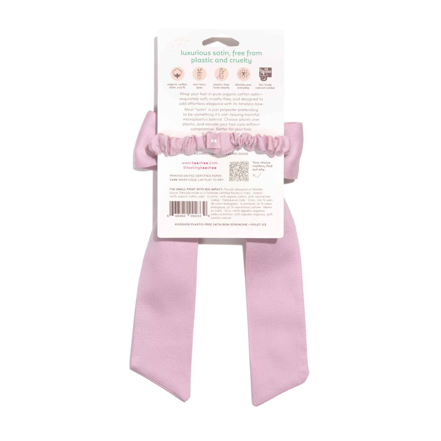 Kooshoo Plastic-free Satin Bow Scrunchie - Black