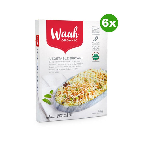 Waah Organic Indian Meal Vegetable Biryani 265g x 6 BULK - L'Organic