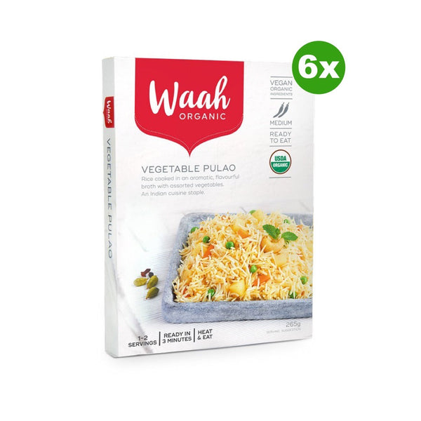 Waah Organic Indian Meal Vegetable Pulao 265g x 6 BULK - L'Organic