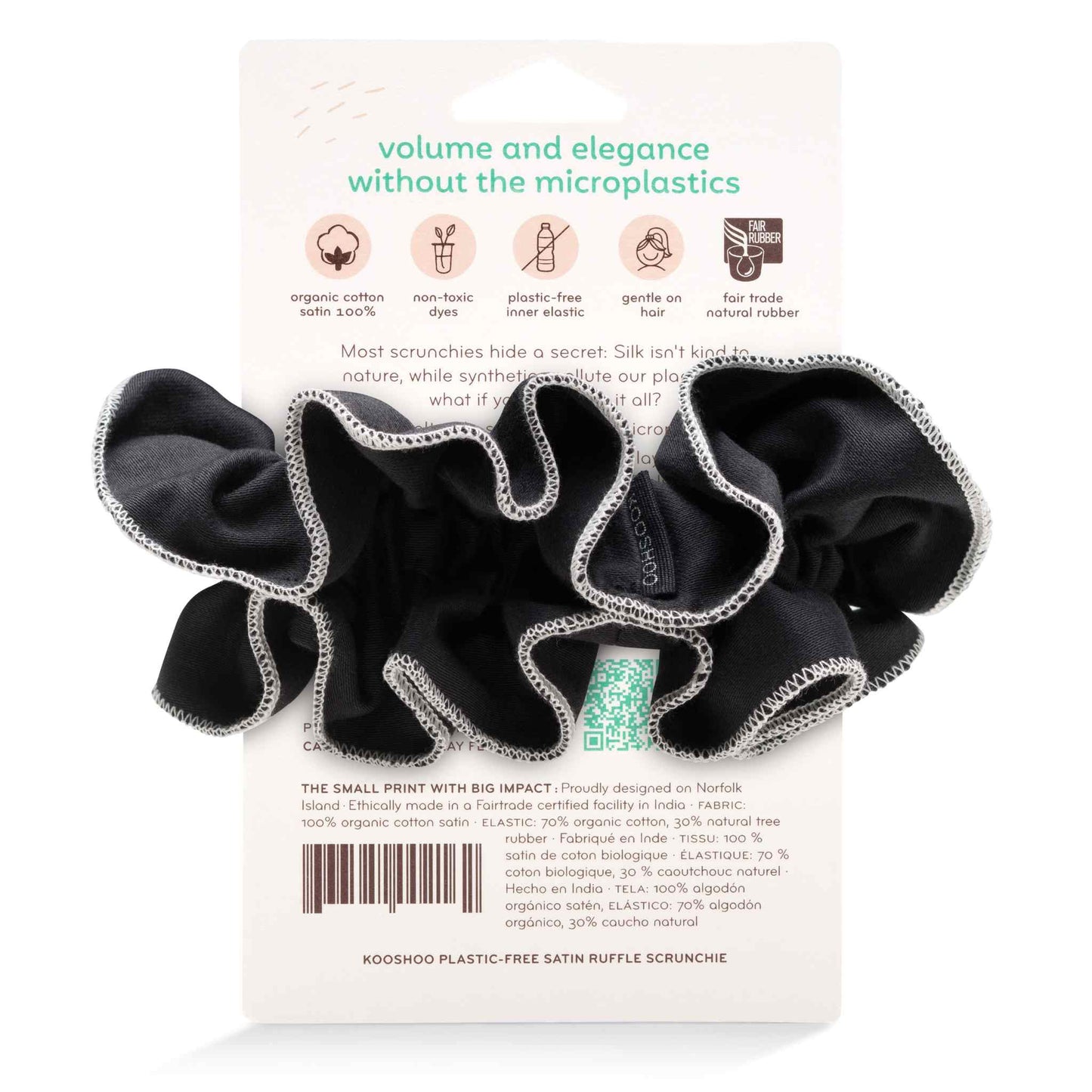 Kooshoo Plastic-Free Ruffle Scrunchie - Tuxedo