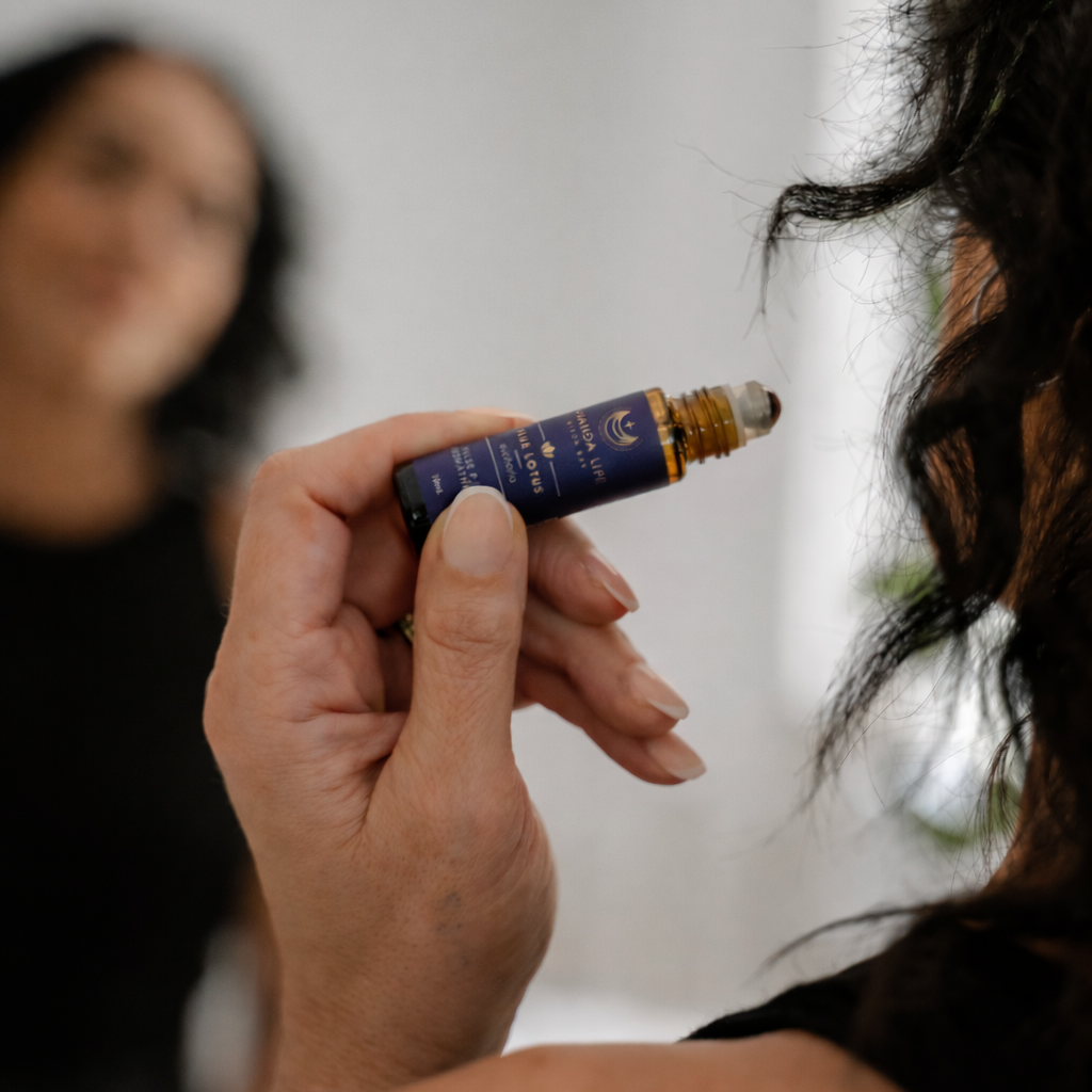Blue lotus perfume oil natural botanical fragrance applied