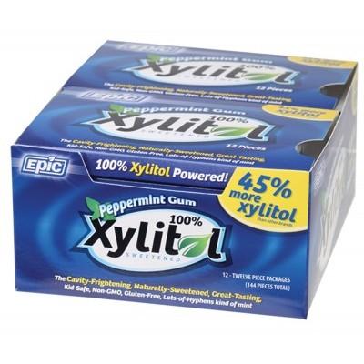 EPIC Xylitol Chewing Gum Peppermint Bulk Box - 12 packets - L'Organic