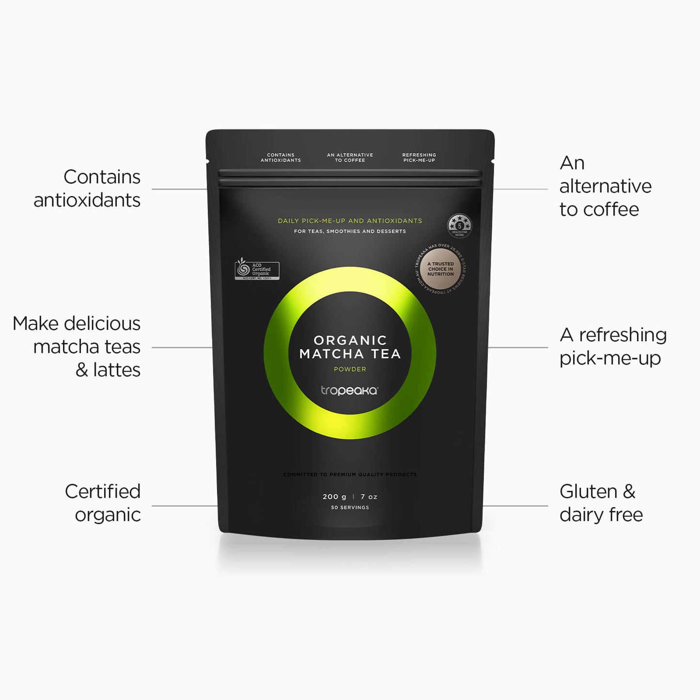 Tropeaka Organic Matcha Tea Powder - 200g - L'Organic