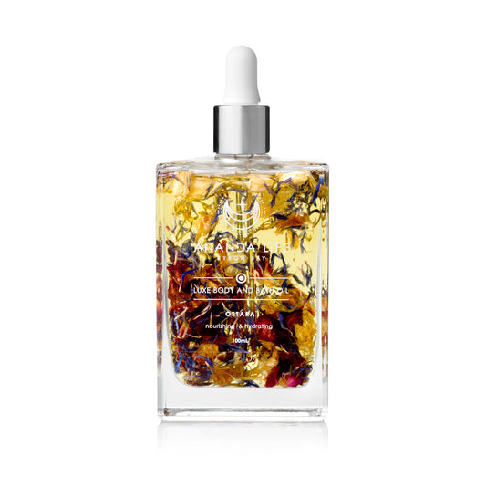 Ostara floral body and bath oil rose geranium lemon botanical body oil – Ananda Life