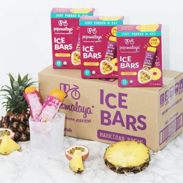 Pops Malaya Freeze-at-Home Sorbet Bars - Pineapple & Passionfruit 6 x 45ml - Happy Tummies Pty Ltd
