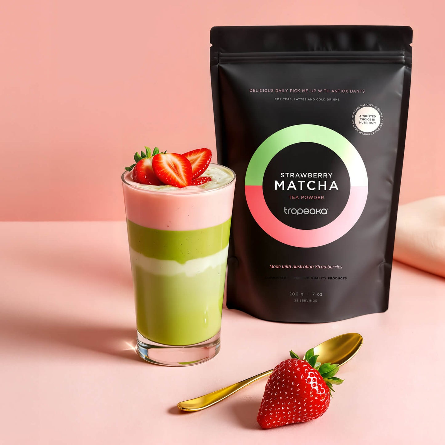 Tropeaka Strawberry Matcha Tea Powder - 200g - L'Organic