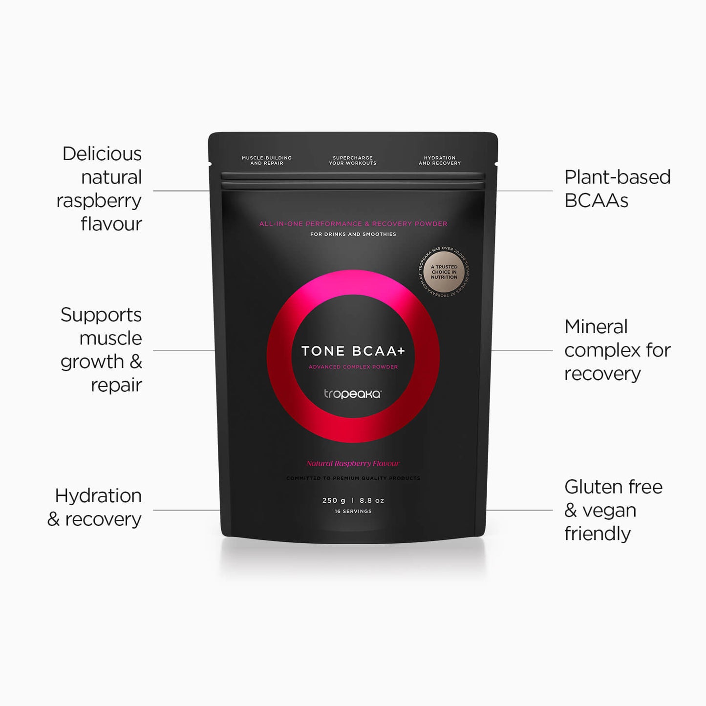 Tropeaka Tone BCAA+ Raspberry - 250g - L'Organic